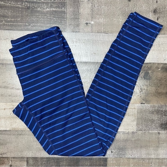 Athleta Blue Admiral Striped Chaturanga Small Tall Leggings - Picture 12 of 12